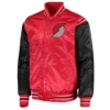 Portland trail blazers enforcer full snap satin varsity jacket red black 2