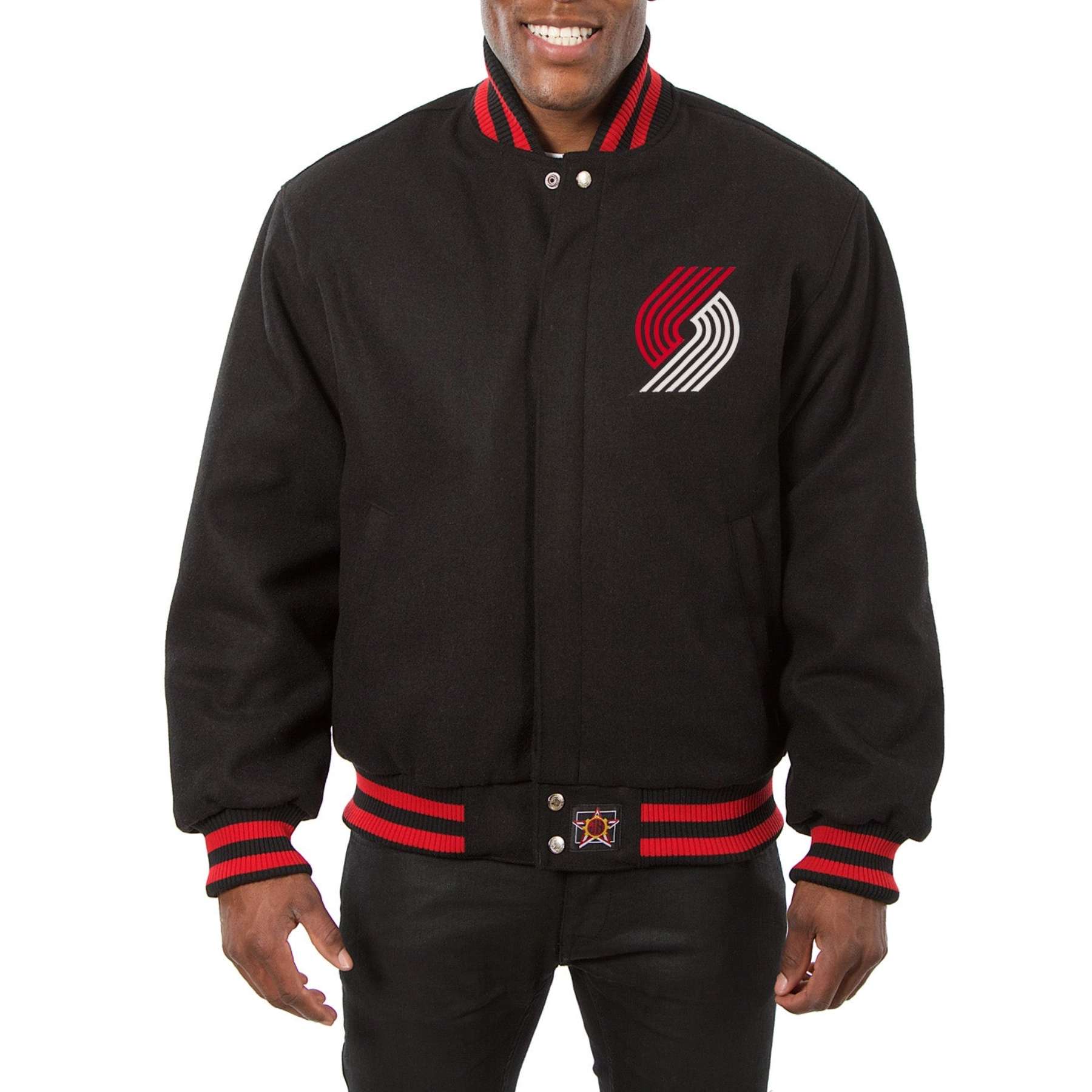 Portland trail blazers handmade wool varsity jacket black 1