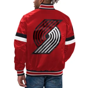 Portland trail blazers home game satin varsity jacket red