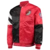 Portland trail blazers leader satin varsity jacket black red 2
