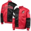 Portland trail blazers leader satin varsity jacket black red 3