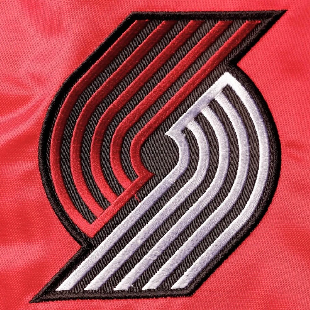 Portland trail blazers leader satin varsity jacket black red