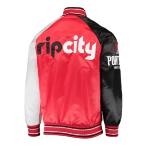 Portland trail blazers reliever satin varsity jacket