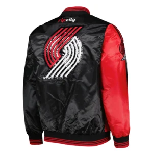 Portland trail blazers starter fast break satin varsity jacket red black 2