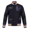 Prairie view am panthers classic black wool leather jacket