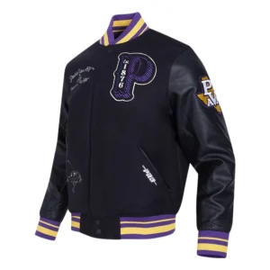 Prairie view am panthers classic wool leather black jacket