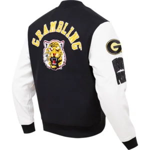 Pro standard black grambling state tigers classic wool leather jacket