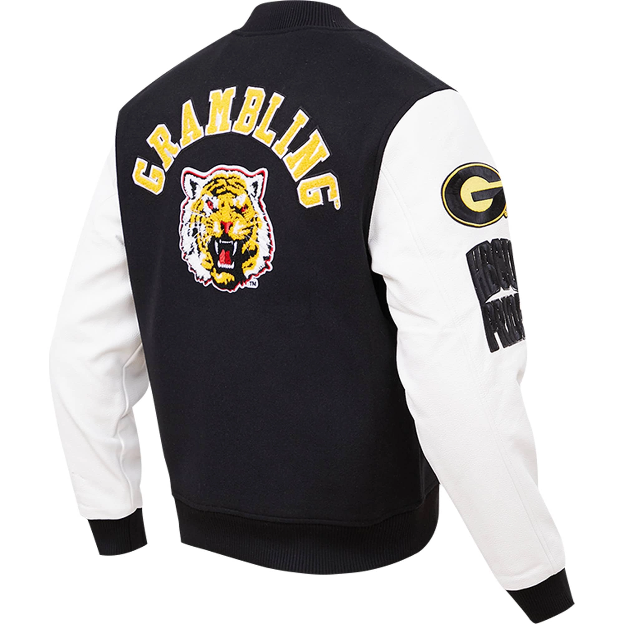 Pro standard black grambling state tigers classic wool leather jacket