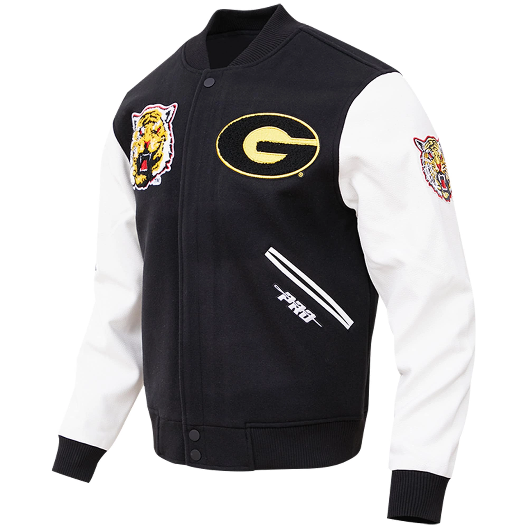 Pro standard black grambling state tigers classic wool leather varsity jacket