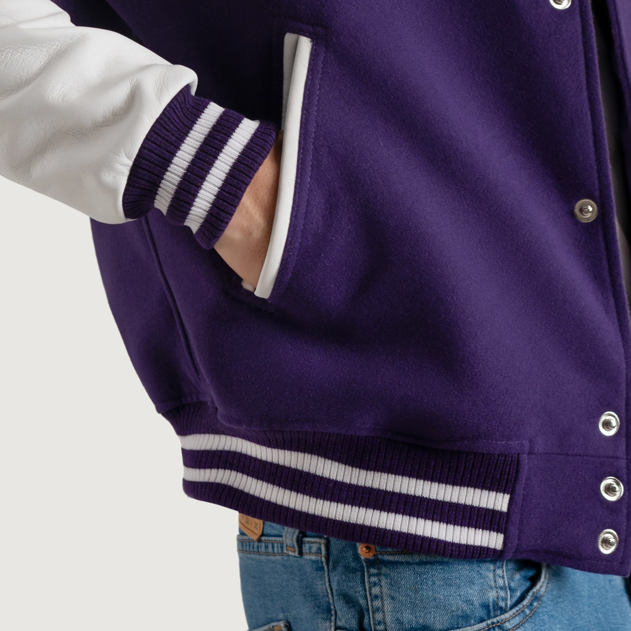 Purple and white varsity letterman jacket 1