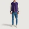 Purple and white varsity letterman jacket