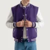 Purple and white varsity letterman jacket 2