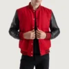 Red and black varsity letterman jacket
