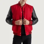 Red and Black Wool/Leather Letterman Jacket