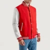 Red and white varsity letterman jacket 2