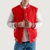 Red and white varsity letterman jacket 3