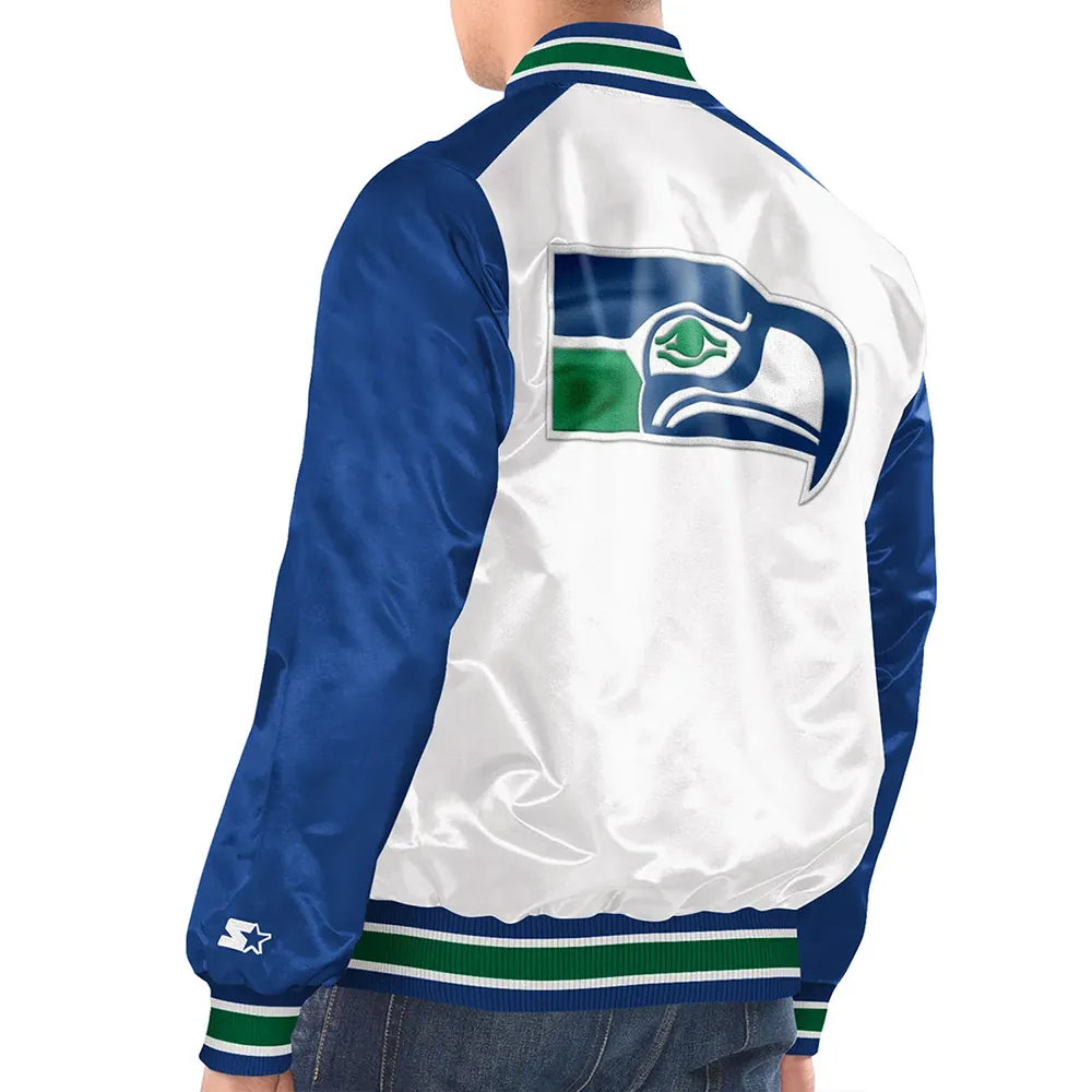 Renegade seattle seahawks white and blue jacket