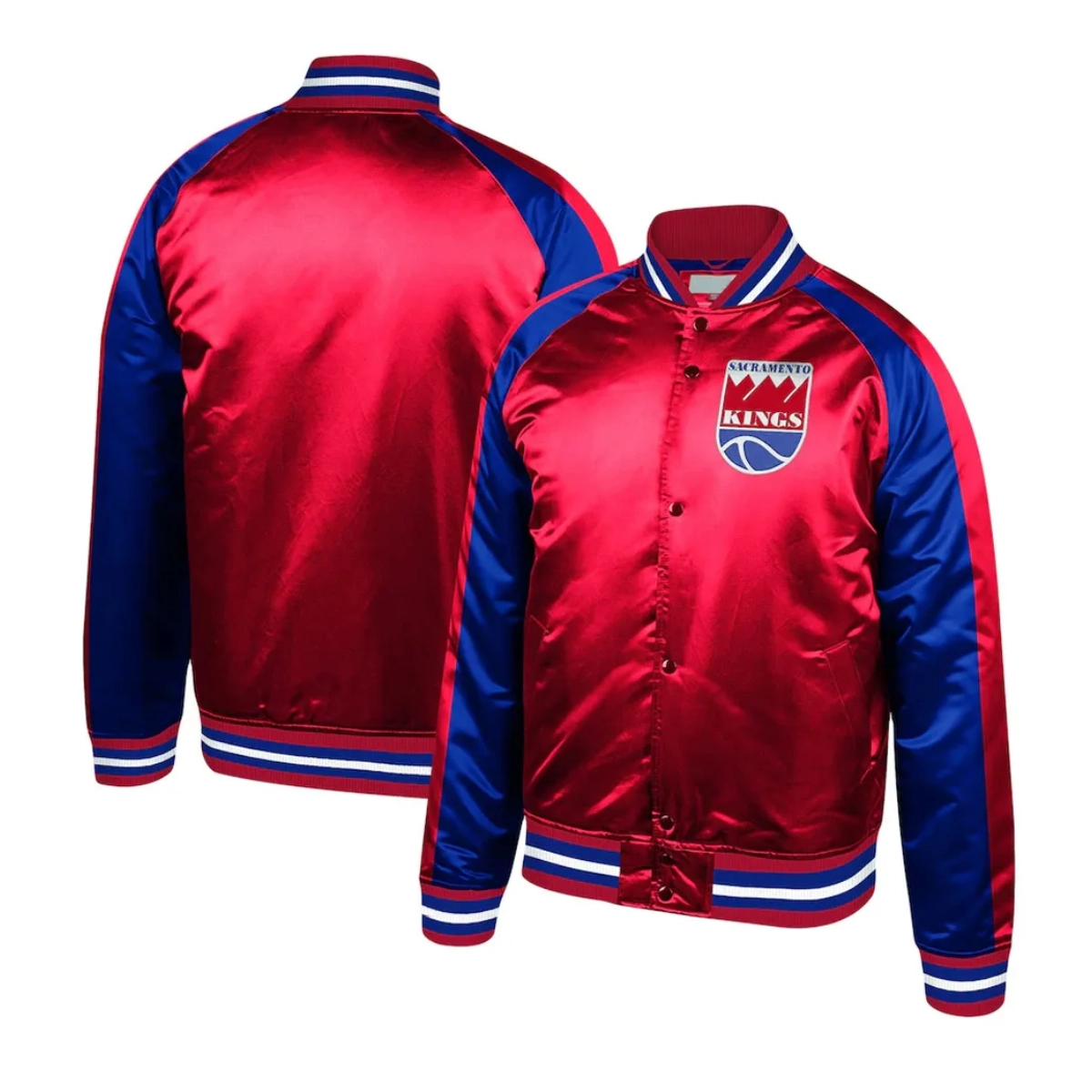Sacramento kings colorblock satin varsity jacket
