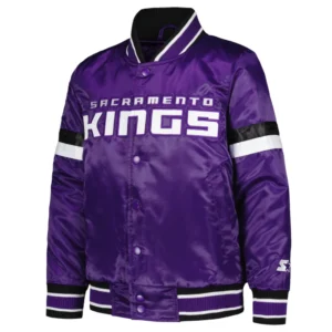 Sacramento kings home game satin varsity jacket purple 1