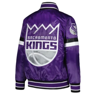 Sacramento kings home game satin varsity jacket purple