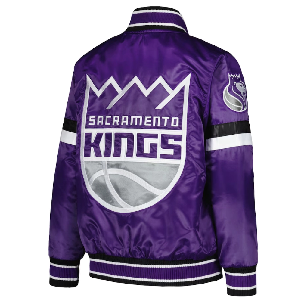 Sacramento kings home game satin varsity jacket purple