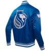 Sacramento kings pro standard 2023 24 city edition blue satin varsity jacket 2
