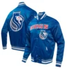 Sacramento kings pro standard 2023 24 city edition blue satin varsity jacket 6