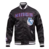 Sacramento kings pro standard chest 100 yrs of royalty black satin varsity jacket 2