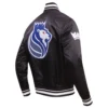 Sacramento kings pro standard chest 100 yrs of royalty black satin varsity jacket 3