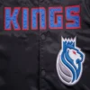 Sacramento kings pro standard chest 100 yrs of royalty black satin varsity jacket 5
