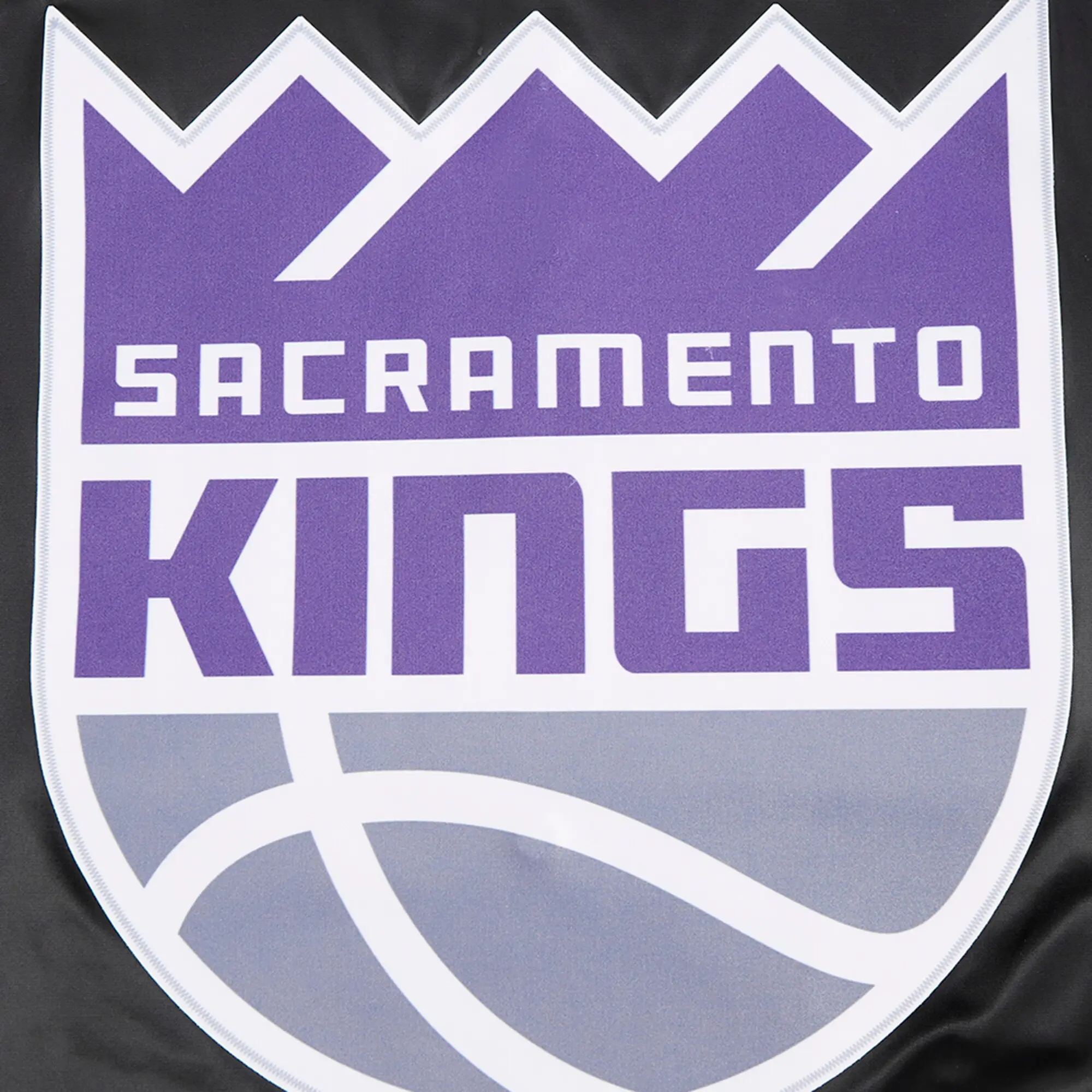 Sacramento kings pro standard script tail black satin varsity jacket 5