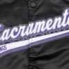 Sacramento kings pro standard script tail black satin varsity jacket 8