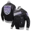Sacramento kings pro standard script tail black satin varsity jacket 9