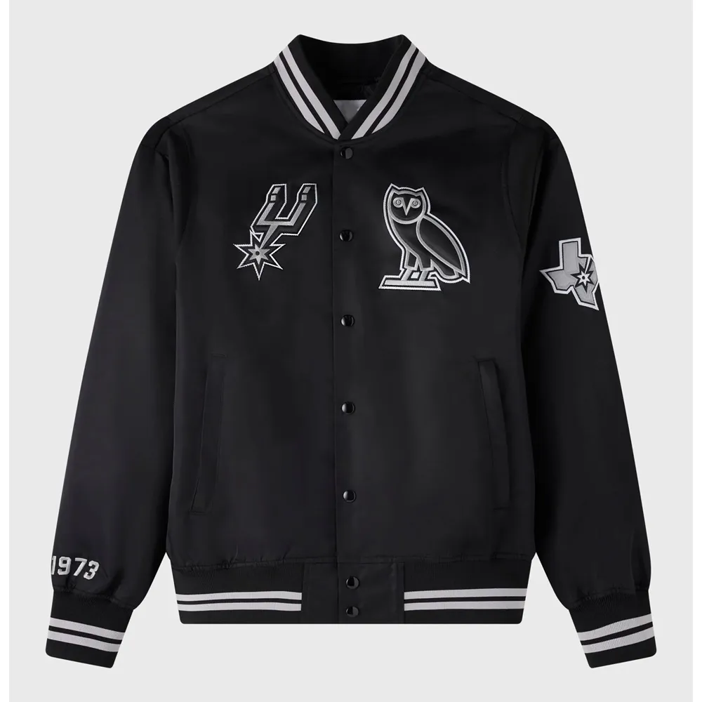 San antonio spurs black satin varsity ovo jacket