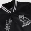 San antonio spurs full snap black satin varsity collar detail
