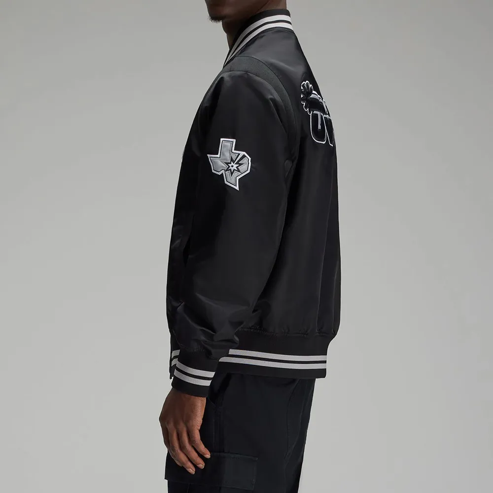 San antonio spurs full snap black satin varsity full view