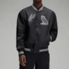 San antonio spurs full snap black satin varsity jacket