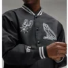 San antonio spurs full snap black satin varsity rib detail