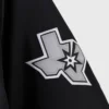 San antonio spurs full snap black satin varsity sleeve logo