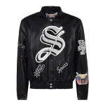 San Antonio Spurs Old English Full Leather Black Jacket