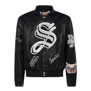 San antonio spurs jeff hamilton full leather puffer old english jacket black 1