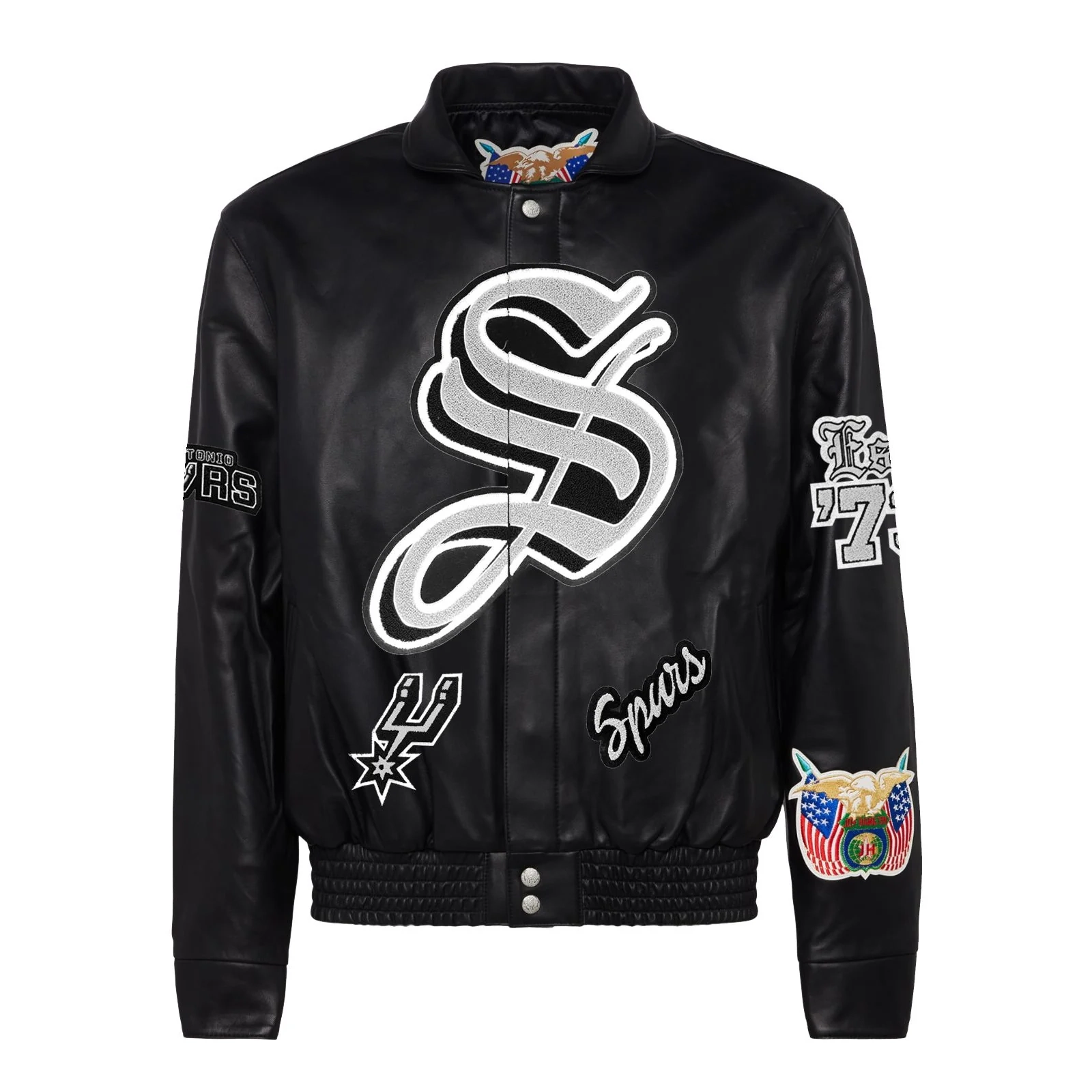 San antonio spurs jeff hamilton full leather puffer old english jacket black 1