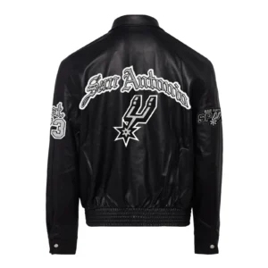 San antonio spurs jeff hamilton full leather puffer old english jacket black 2