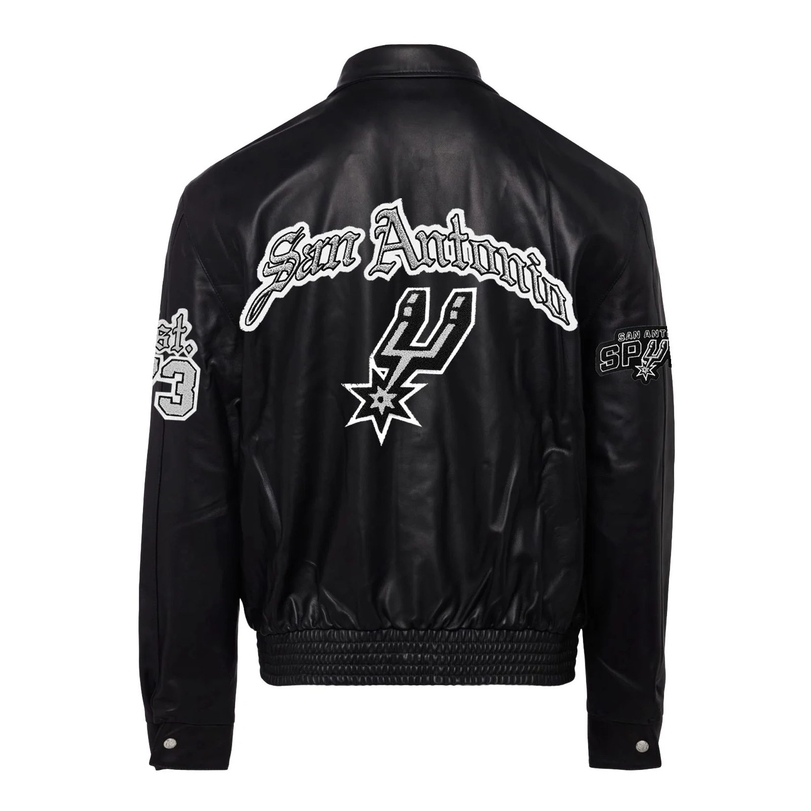 San antonio spurs jeff hamilton full leather puffer old english jacket black 2