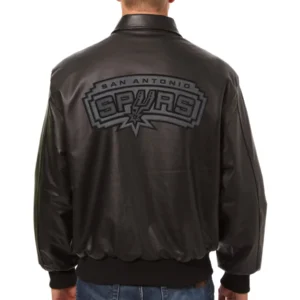 San antonio spurs mens zipper jacket black leather 1 1 1