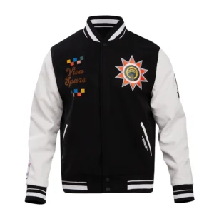San antonio spurs pro standard chest wool and leather varsity jacket 2