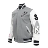San antonio spurs pro standard script tail wool and leather varsity jacket 1
