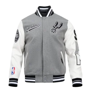 San antonio spurs pro standard script tail wool and leather varsity jacket 2