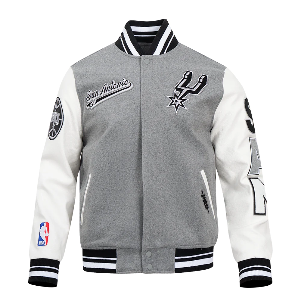 San antonio spurs pro standard script tail wool and leather varsity jacket 2