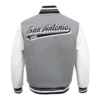 San antonio spurs pro standard script tail wool and leather varsity jacket 4